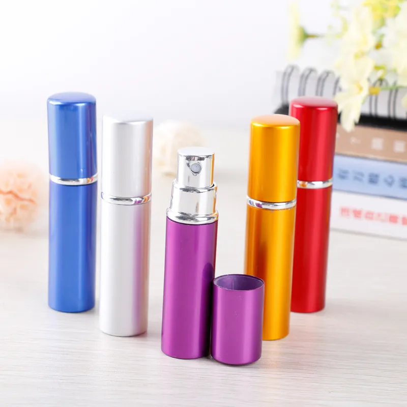 Mini Portable Refillable Perfume Atomizer 5 ml Aluminum Spray Bottle Empty Perfume Bottles Free High quality Colorful Pump Sprayer