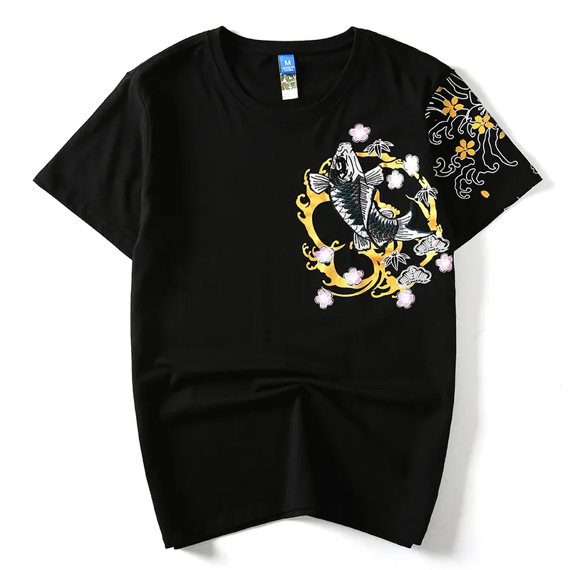 HZIJUE Embroidered Fish Top Fishing T Shirts For Men Chinese And Japanese  Style Streetwear In Cotton, Plus Size Available From Whiteheat, $22.67