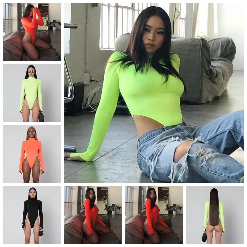 Spot Jumpsuits Fashion Spring and Summer Solid Color High Collar Casual Long-Sleeved Slim Jumpsuit Support Mixed Batch