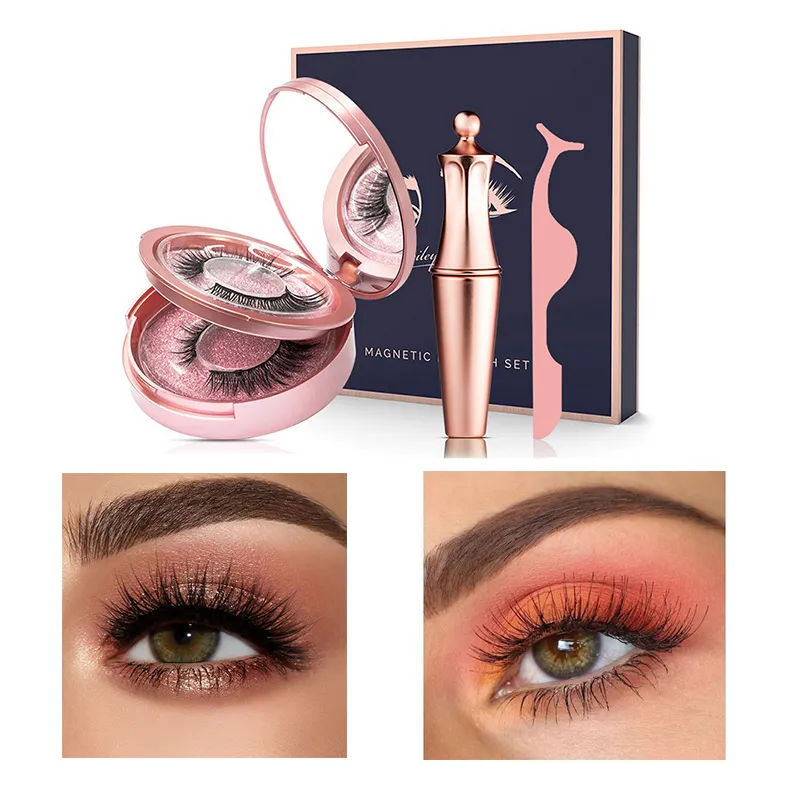 Magnetic Fake Eyelashes Natural Magnet Liquid Eyeliner False Lashes Tweezer Set Long Lasting Extension Eye Makeup Tools