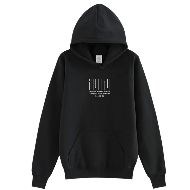 Unisex kpop (g) i-dle GIDLE albümü tüm üye isim baskı kazak hoodies polar / ince gevşek moda sweatshirt T200407 yaptım