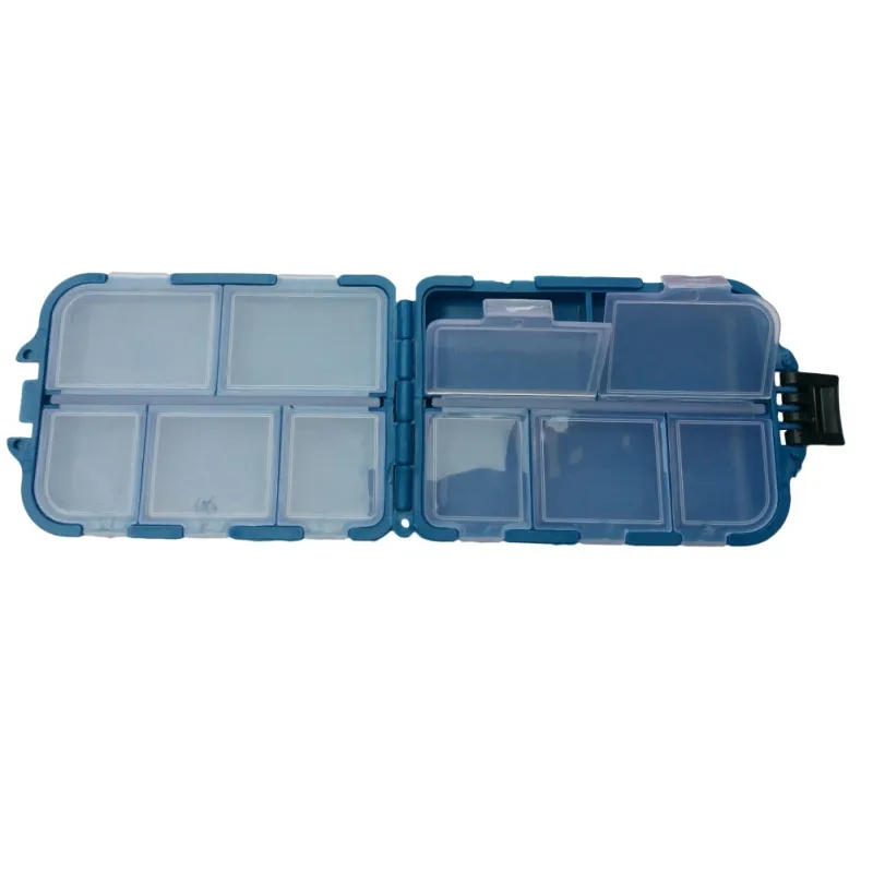 Gancho Compartimentos Caja de almacenamiento Cajas de aparejos de pesca de plástico Caja de herramientas de almacenamiento de pesca al aire libre