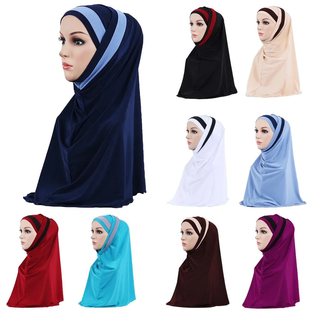 2 Pezzi Donne Musulmane Foulard Scialle Sciarpa Hijab Wrap Copricapo Amira Islamico Copertura Completa Preghiera Cappello Arabo Worshipe Servizio Hijab