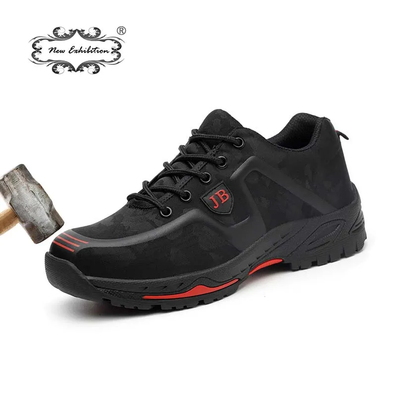 새로운 전시 패션 안전 신발 남성 야외 철강 발가락 뚜껑 안티 - 펑크 부츠 경량 및 통기성 캐주얼 작업 신발