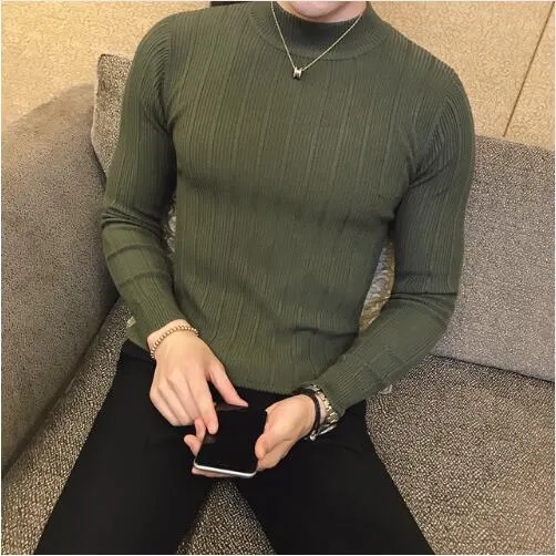 Tröja män 2019 manlig märke casual tröja män solid färg bekväma mens jultröja rund hals smal passform pull homme