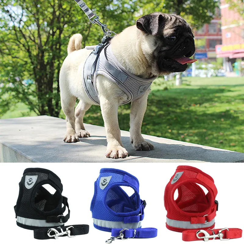 Reflective Safety Pet Dog Harness and Leash Set for Small Medium Dogs Cat Harnesses Vest Puppy Chest Strap Pug Chihuahua Bulldog