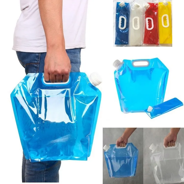 sacos de água New 5L Outdoor Folding dobrável Drinking Water Bag Car portador de água recipiente para Outdoor Camping Caminhadas Picnic 100pcs 4893