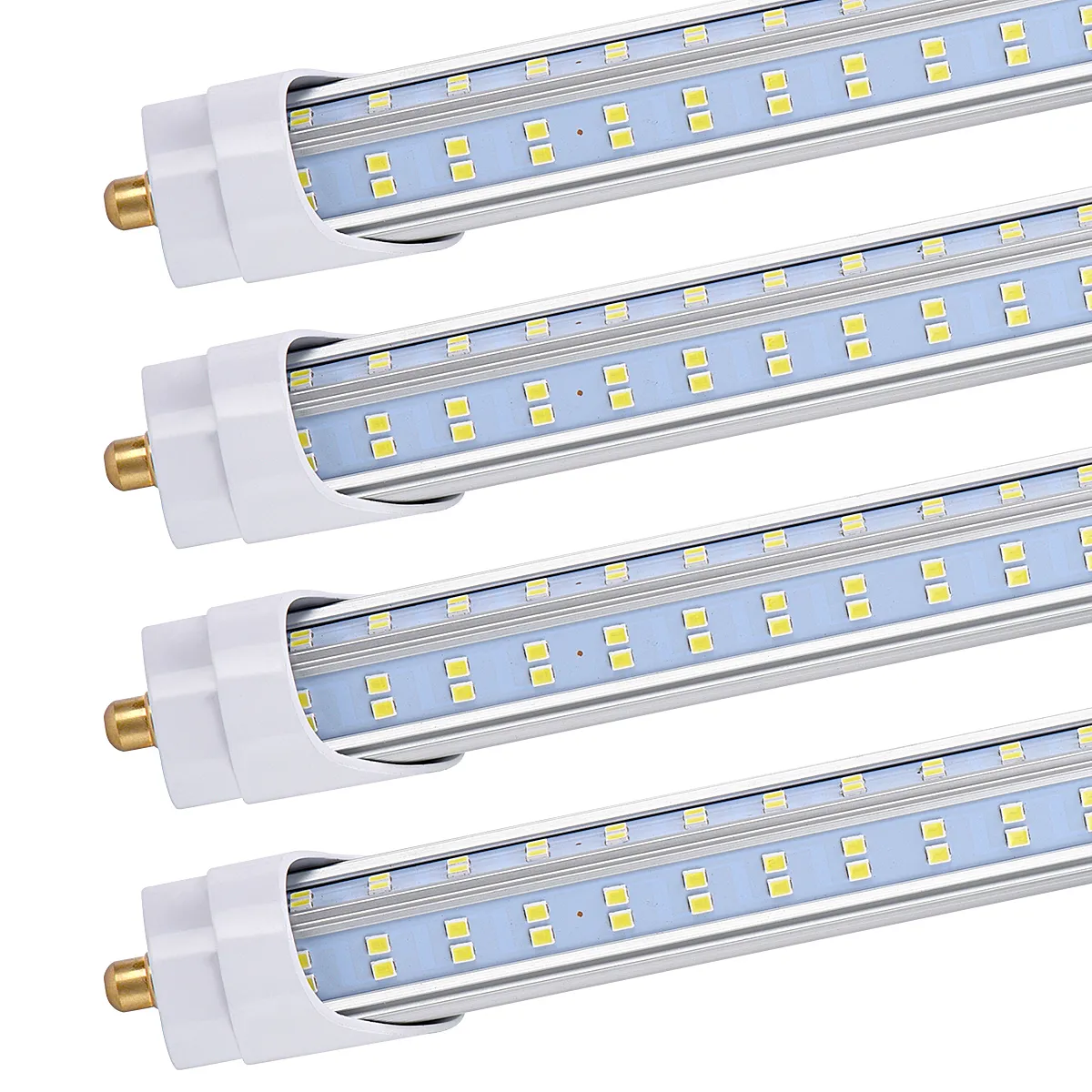 Tubo de luz LED T8 T10 T12 de 20 peças, 8 pés, 120 W, 6500 K, 13000 lúmens, base FA8 de pino único, formato em V, tampa transparente, desvio de lastro, alimentação de extremidade dupla