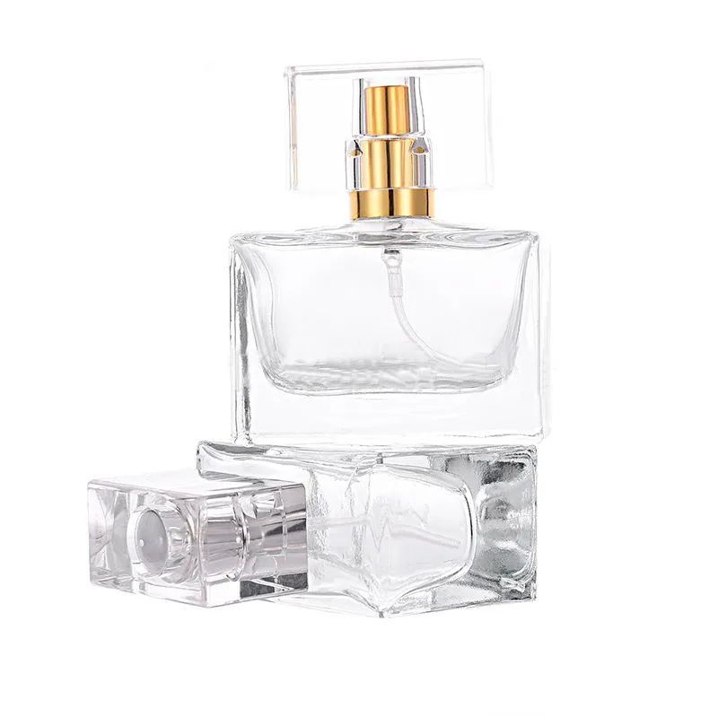 Bouteille de parfum en spray de 30ml, contenant cosmétique vide rechargeable pour voyage avec atomiseur argent et or, prix de gros