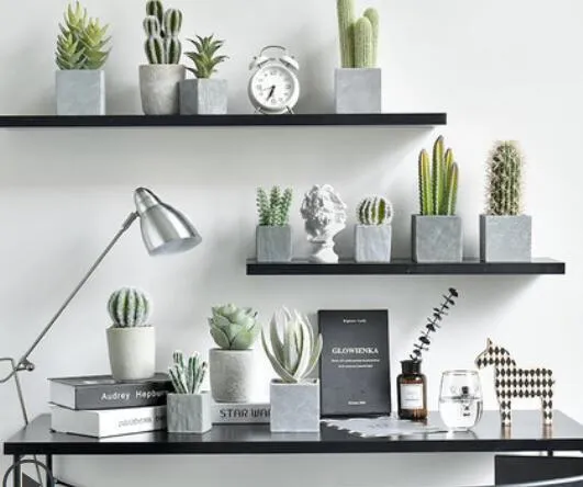 Cactus enfeites de vasos de simulação de plantas verdes desktop interior flores falsas suculentas ins decorações Nórdicas