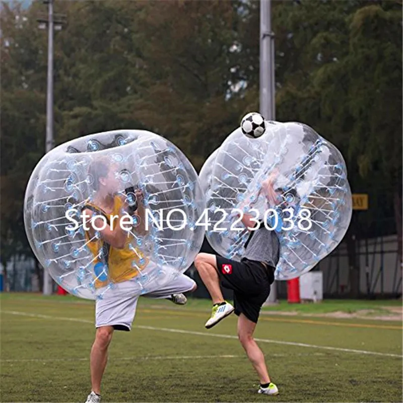 送料無料1.0 mm 100％TPU 1.5m膨脹可能な泡サッカーボールバンパーバブルボール膨脹可能なZorbボールエアボールバブルフットボール