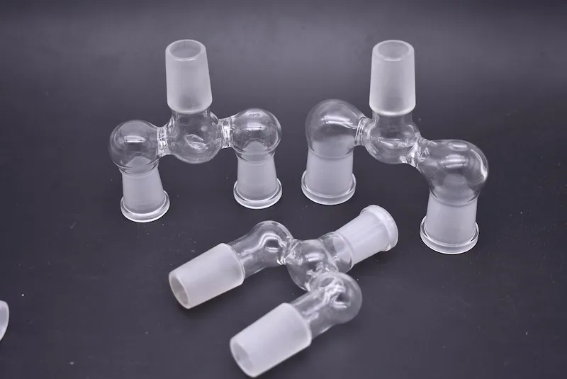 Adaptateur Heady Double Glass 14mm 18mm femelle mâle Adaptateur en verre double bol adaptateur deux tailles pour = tuyaux de bong de plate-forme pétrolière