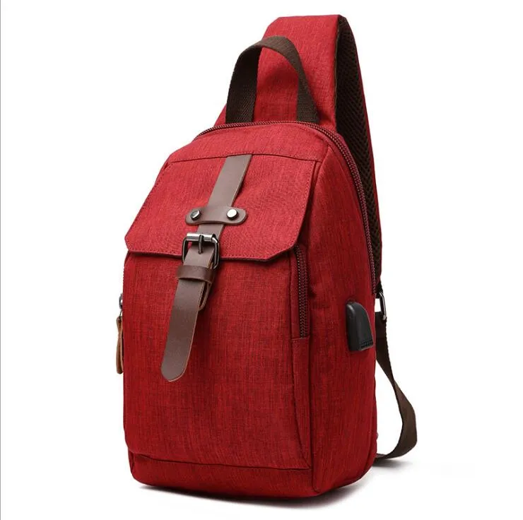 Borsa da viaggio HBP stile zaino rosso, tracolla singola, tinta unita, resistente agli spruzzi d'acqua, per studenti delle scuole medie