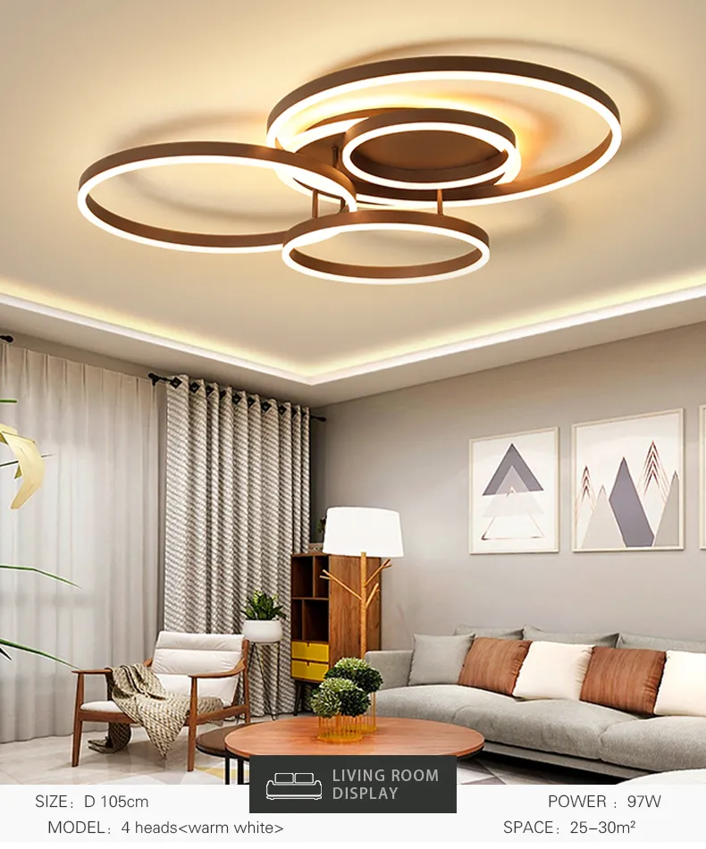Modern Circle Rings Plafoniere a LED Lampadari a soffitto in alluminio per camera da letto Cucina Sala da pranzo Soggiorno lustro plafonnier