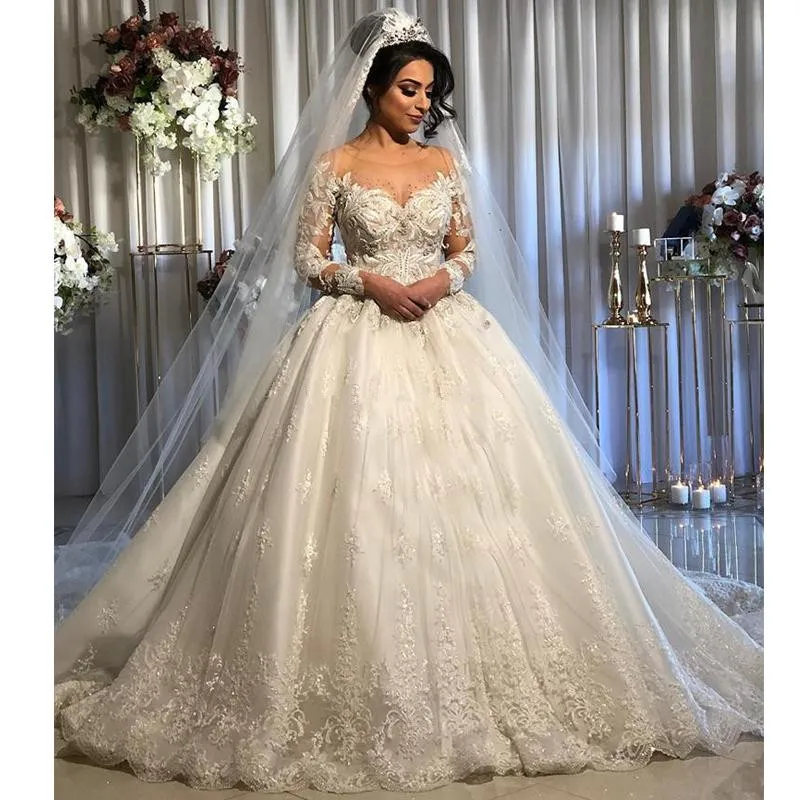 Princesa De Encaje Con Cuentas 2019 Vestidos De Novia rabes