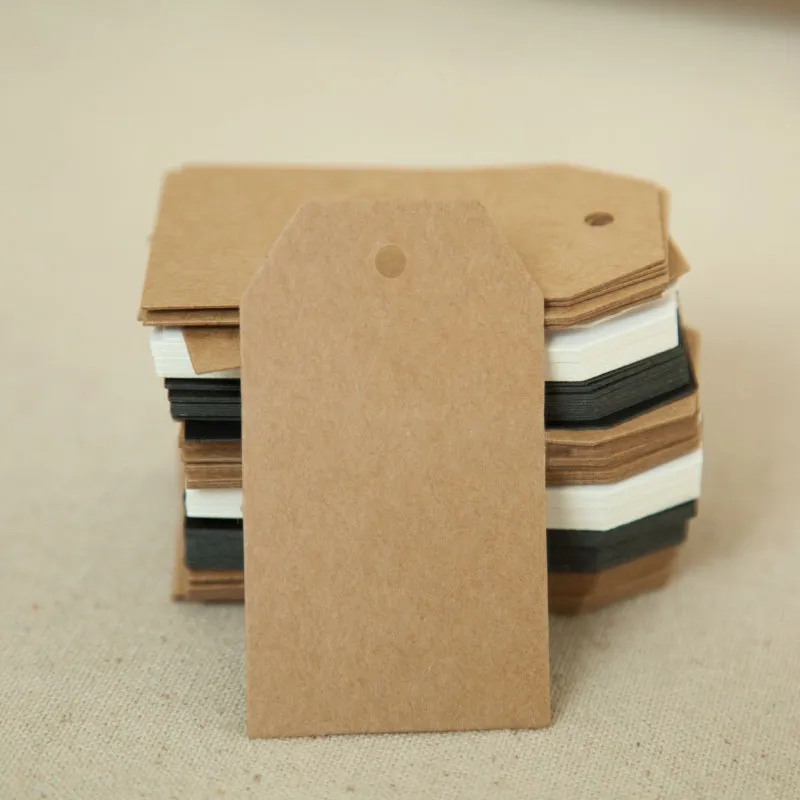 500pcs 7*4cm blank gift package hang tags DIY handmade baking packaging price card tags latest brown tag