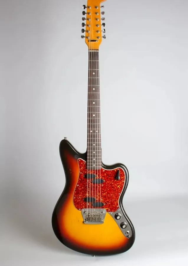 Özel Mağazalar 12 Dizeler Kiraz Sunburst St Precision Jaguar Jazzmaster Elektro Gitar Çift Kilitleme Tremolo Köprüsü, Kırmızı Kaplumbağa Pickugard