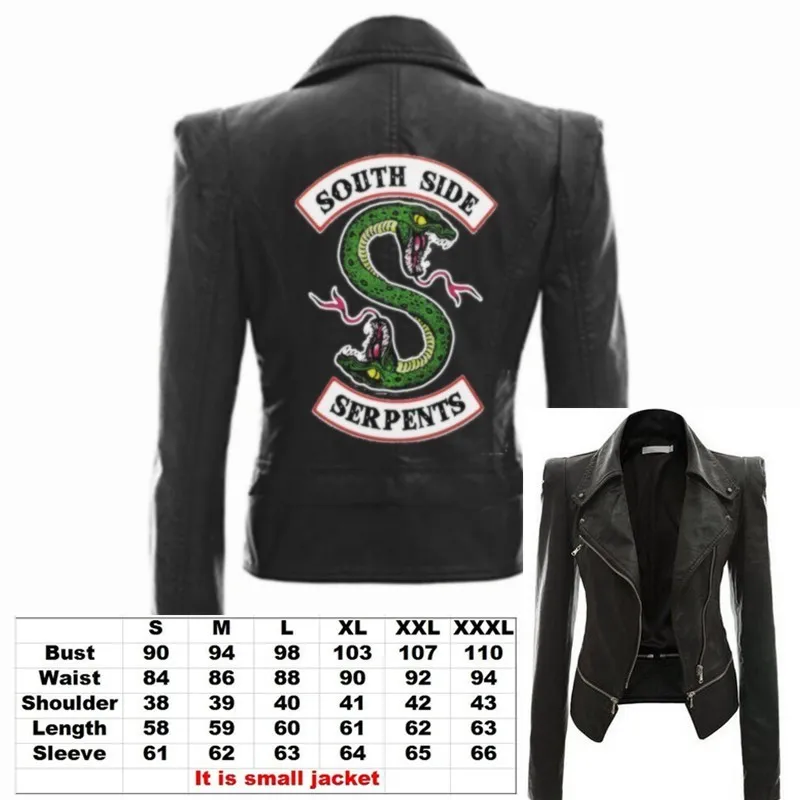 Węża Southside Riverdale Print Pu Jackets Women South Side Streetwear Black Hoint Coat Kurtka Dziewczynki A66V