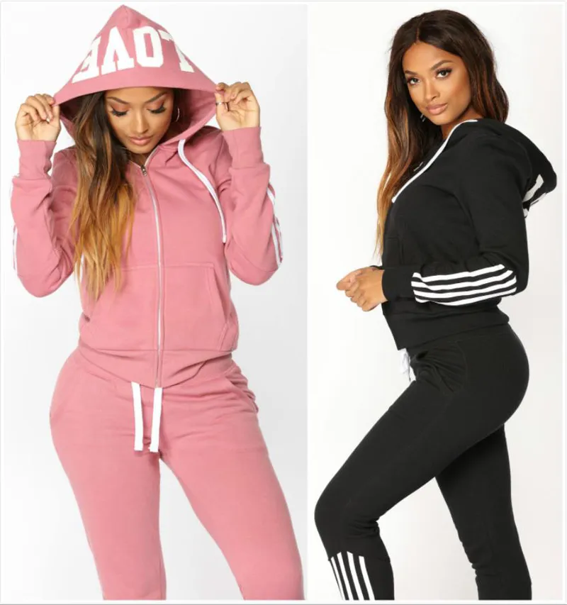 Womens Warm Two Piece Tracksuit Set With Pink Hoodie Womens And Pants Top  And Bottom Clothing For Ladies From Jiehan_shop, $17.2