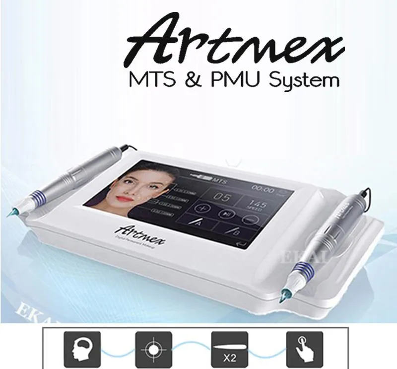 Nieuwste intelligente cosmetische 2 in 1 tattoo permanente make-up apparatuur dubbele pen digitale micropigment artmex v8