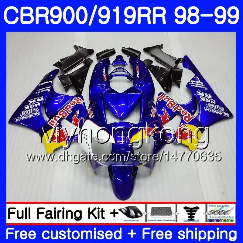 Karosserien blau gelb glänzend für HONDA CBR 919RR CBR 900RR CBR919RR 1998 1999 278HM.36 CBR900RR CBR 919 RR CBR900 RR CBR919 RR 98 99 Verkleidungsset