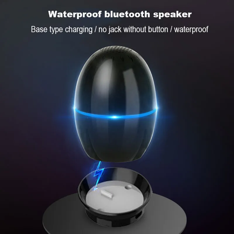 Mini äggformad Bluetooth-högtalare utomhus IPX8 Vattentät Trådlös högtalare 3D Stereo Bass Sound System för dusch Badrum