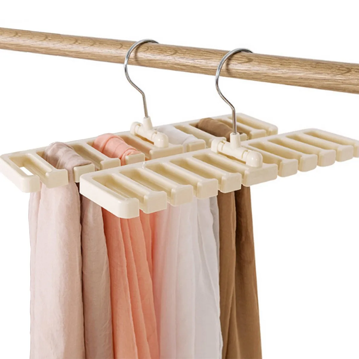 Wooden Tie & Belt Holder - 20-Bar Hanger For Closet Organization (Black, Modern Design)