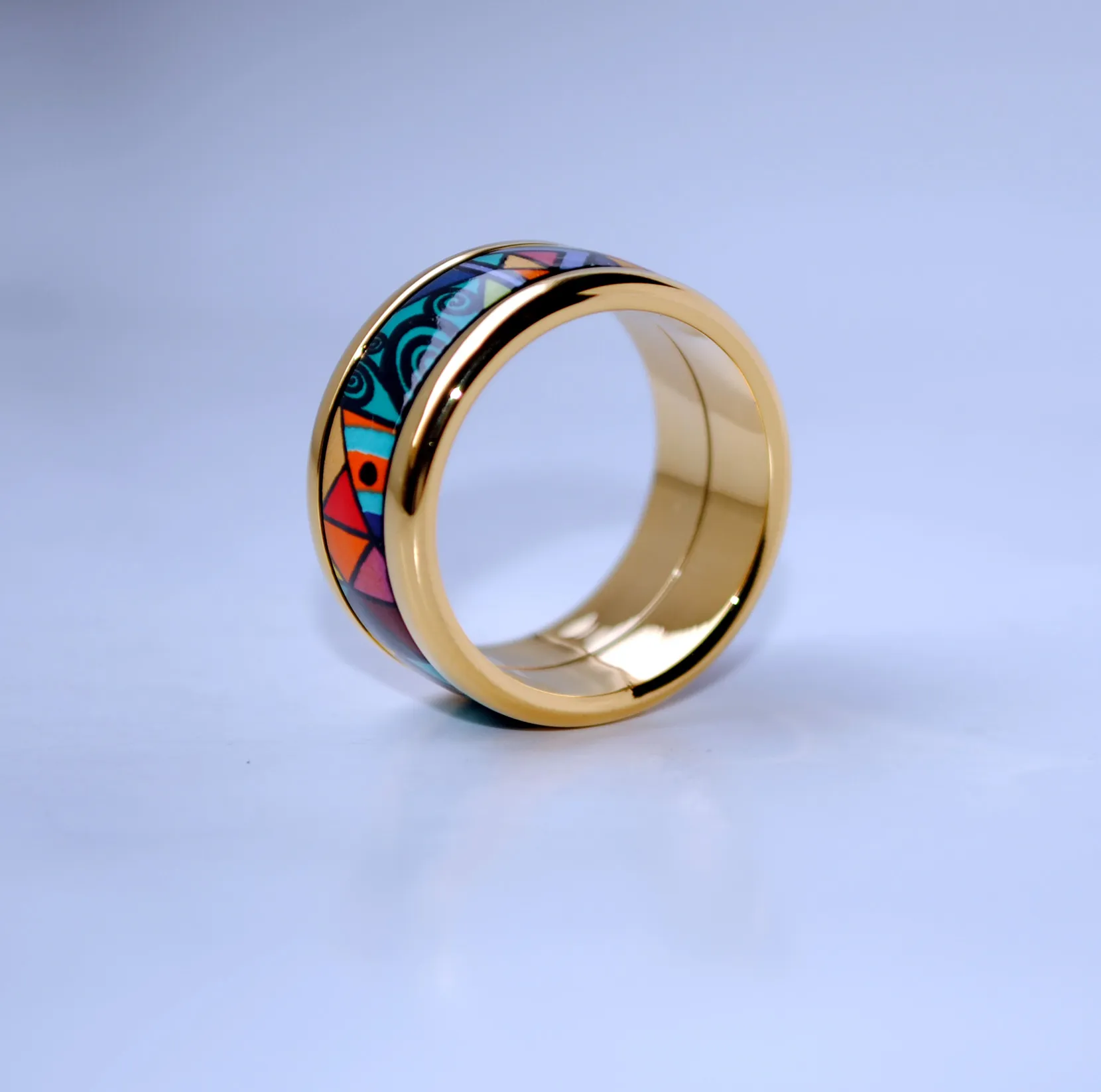18K Gold plattiert Emaille Band Rings Designer Ring Mode Hochzeit Schmuck für Liebhaber