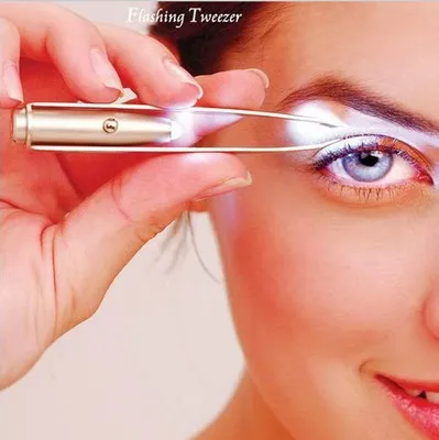 Stainless Steel Eyebrow Tweezers LED Eyelash Eyebrow Eyes Hair Remover Tools led Eyebrow Tweezers clip Beauty tool