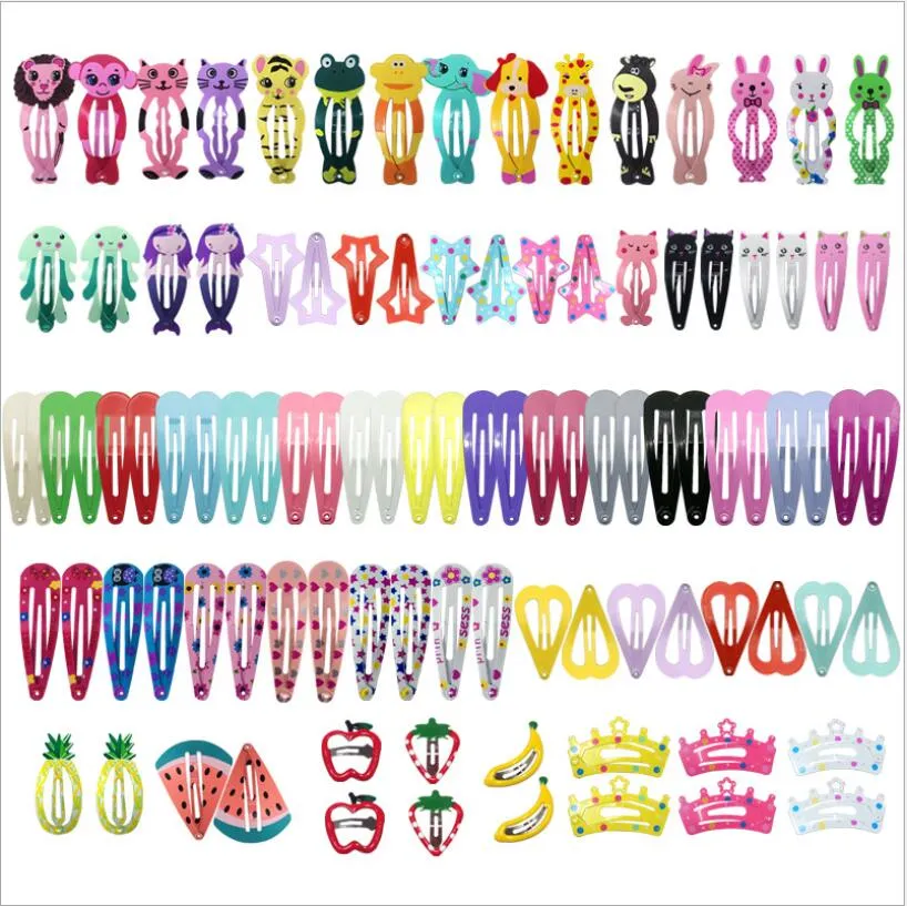 100 stcs afdrukken kleur haar clips voor kleine meisjes bb schattige haarclip snap haarclips haaraccessoires kinderen kinderen