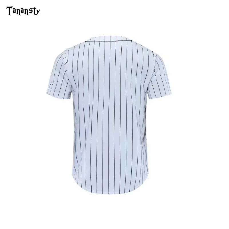 Baseball Jerseys Men Black White Stripe Jersey Street Hiphop