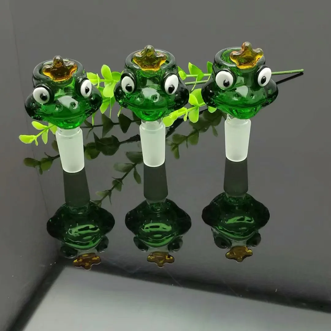 Green Frog Bubble Head Wholesale Glass Water Pipes Tobacco Accessories Glass Ash Catcher