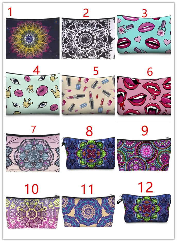 Czechy Mandala Floral 3D Drukuj Worki Kosmetyczne Kobiety Podróży Makijaż Case Kobiety Torebka Zipper Torba Kosmetyczna Kwiat Drukowana torba 18styles rra1731