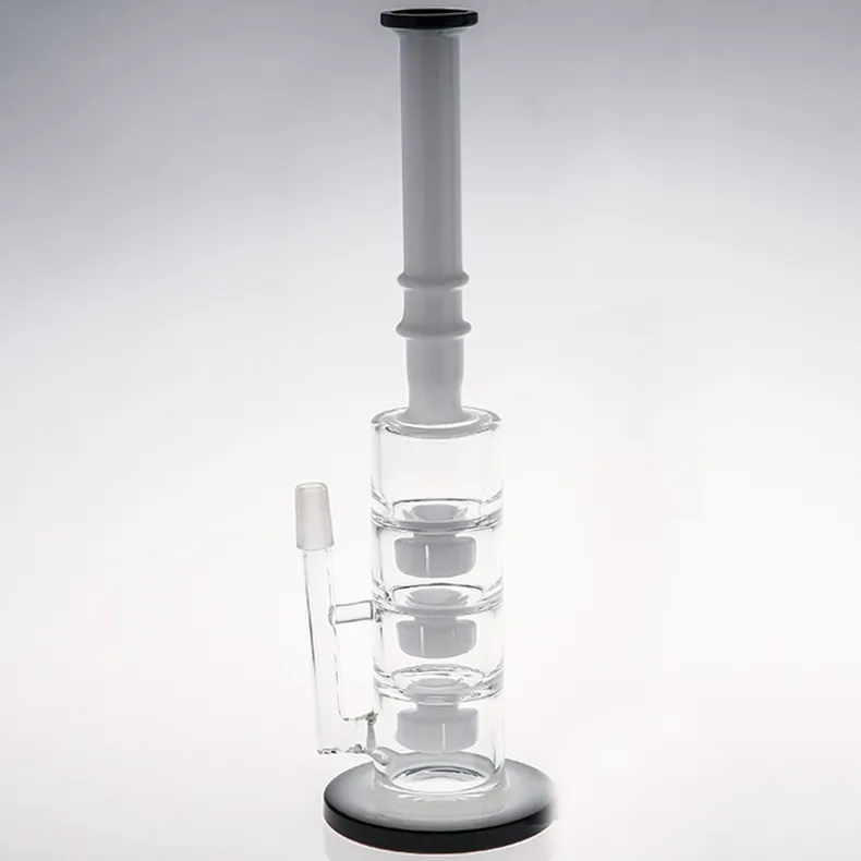 Twee functies Recycler Hookahs Glass Bongs Inline Percolator Roken Bongs Drie Lagen Oliereiljes Waterleidingen 32cm 14.4mm Joint