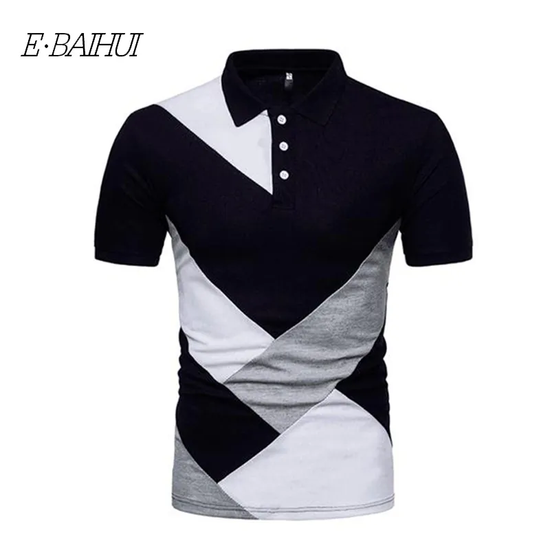 Marka E-Baihui Polos Mens Polo Koszulki Bawełniane Krótki Rękaw Camisas Polo Casual Stand Collar Mężczyzna Polo Koszula ZT79