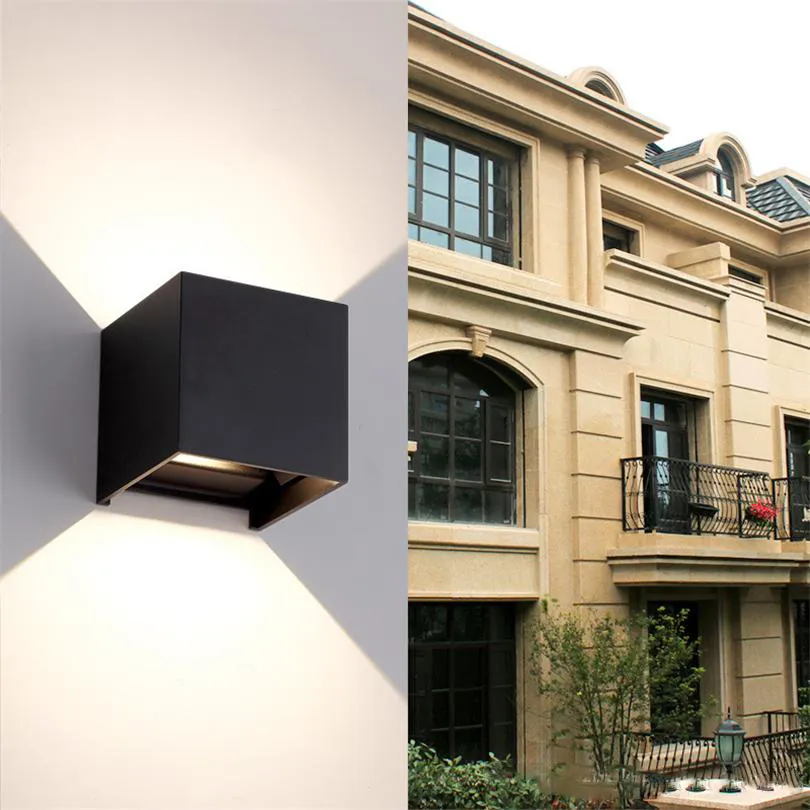 Sell well 8W 12W COB Up And Down Led Wall Sconces Wall Lights IP65 Surface Mounted Outdoor Cube Lamp Waterproof IP65