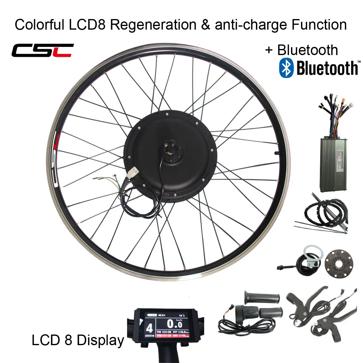 GGMWDSN Kit de Roue de VéLo éLectrique, 20/24/26/27,5/28/29/700C Roue  ArrièRe 48V/1500W, Moyeu de VéLo avec ContrôLeur Intelligent pour VéLo de