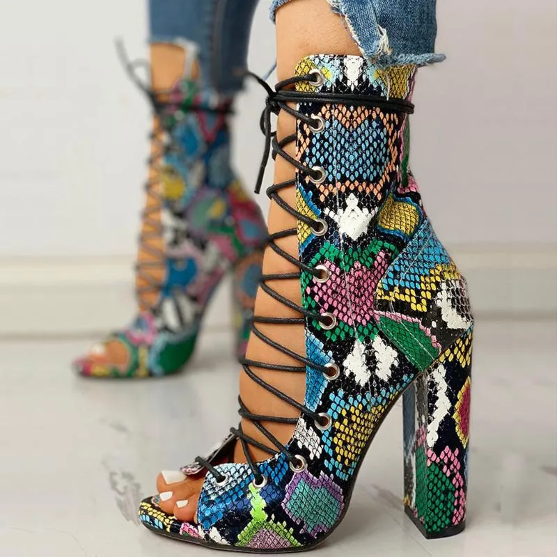 Bulk Multicolor Snake Skin High Heel Peep Toe Sandals With Open Toe And Lace Up For Women Versatile Serpentine Style By Butler And Damskie At Only 31.66 DHgate.Com