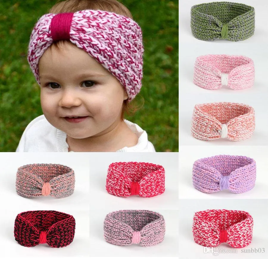 Europa Mode Infant Baby Gestrickte Stirnbänder Mädchen Haarbänder Kinder Multi Farbe Knoten Haar Zubehör Kinder Headwraps 9 Farben A572