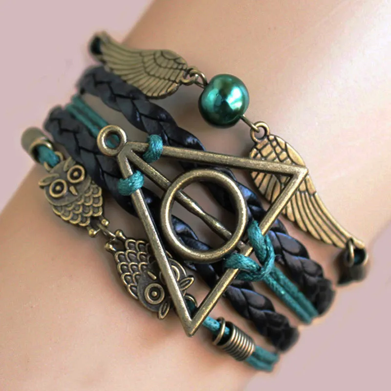 Las Reliquias de la Wing Dream infinito enlace Charms Pulsera Hogwarts Slytherin