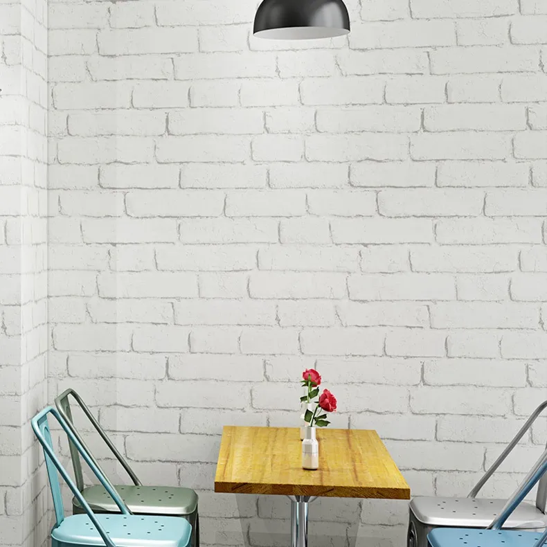 Modern PVC Brick Wallpaper Waterproof 3d Stereoscopic White Bricks Living Room Corridor Background Wall covering Easy clean