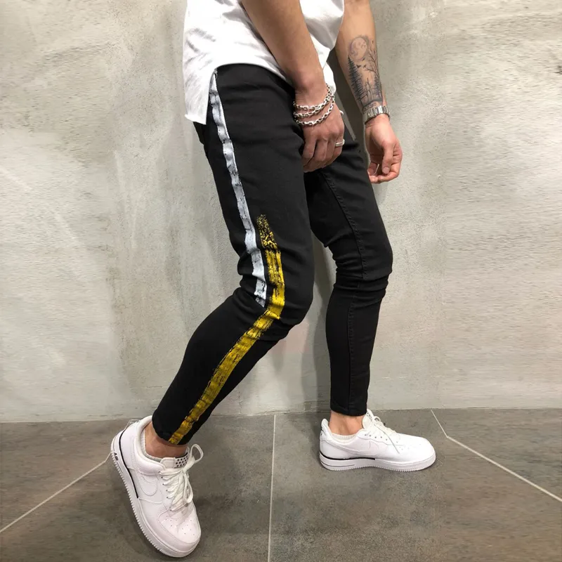 Compra 2019 Skinny Jeans Hombres Rasgado Negro Lado Raya Jeans Stretch Slim  Fit Elástico Biker Hombre Gran Tamaño Tobillo Apretado Chicos XXXL Barato |  Entrega Rápida Y Calidad | Es.Dhgate