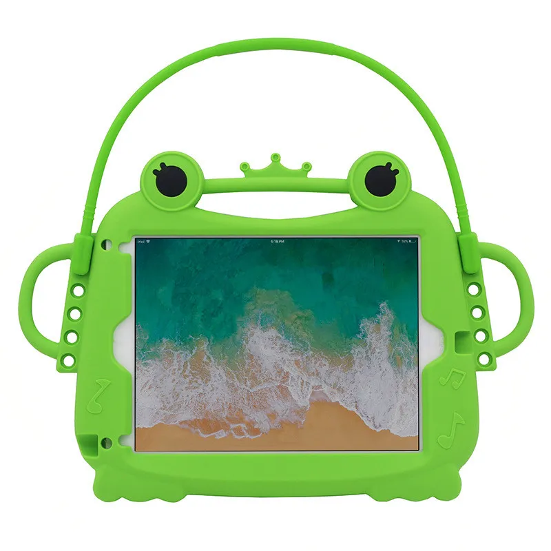 Silicone case cartoon frog anti-fall protection case soft shell suitable for tablet air air2 234 car shell