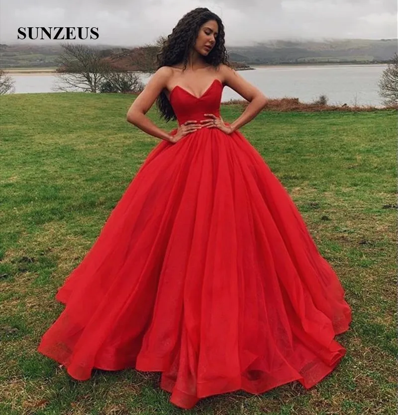 2020 Ano Novo Vermelho Vestidos A Linha Querida Strapless Vestidos Longos  Formais Simples E Elegante Vestido De Festa Tulle Robe Árabe Mulheres De  Vestido De Sunzeusdress, $836,71