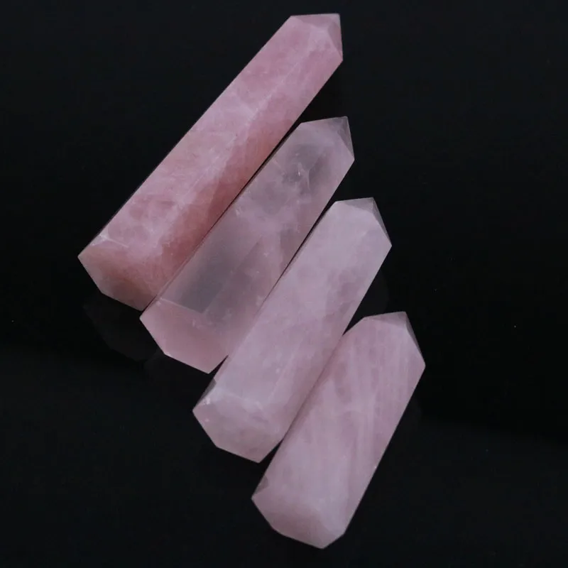 70-80mm Natural Rock Pink Rose Quartz Crystal Wand Point Healing Mineral Stone (Pink)