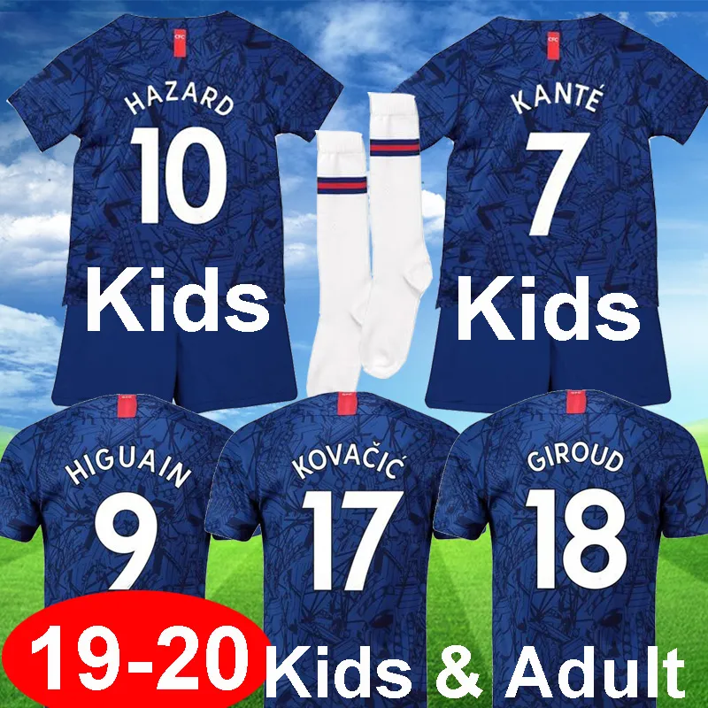 2019 2020 TEHLİKE JORGINHO PULISIC futbol forması HIGUAIN GIROUD KANTE Futbol formaları Çocuk takımları Çocuk forması 18 19 20 maillot camisetas