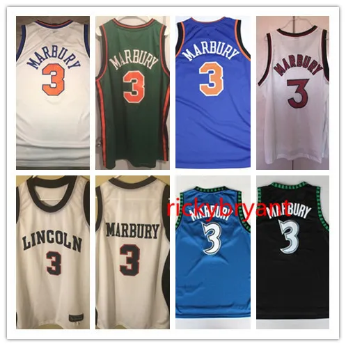 college Lincoln High School Baskettröja NY Stephon 3 Marbury throwback tröja Sydd broderi specialtillverkad stor storlek S-5XL