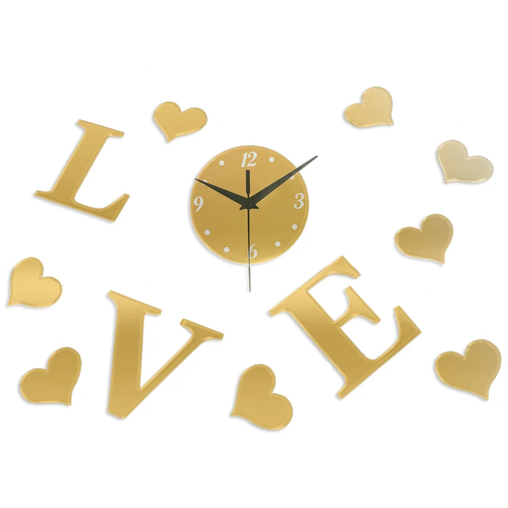 Creative 3D Mirror Effect Stickers DIY Wall Clock Living Room Decoration