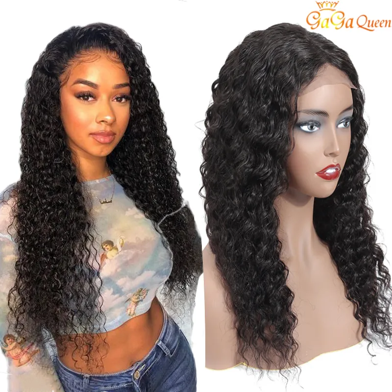 Brasilianska Deep Wave Parykar 4x4 Lace Frontal Paryks Brasilianska Human Hair Lace Closure Wig Nature Color