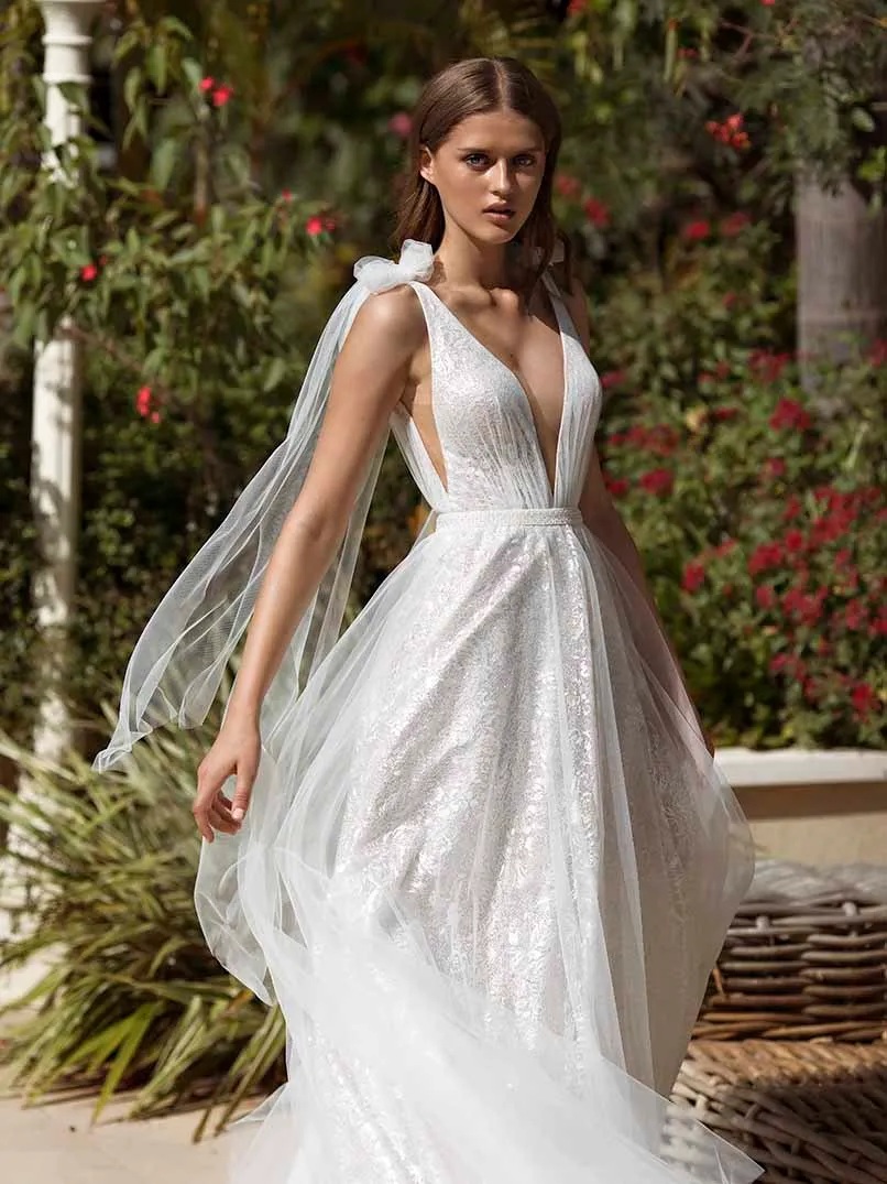 Plus Size Sleeveless V-Neck A-Line Sun dresses for wedding in Sizes 2-24